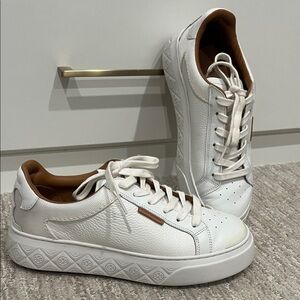 Tory Burch White Leather Platform Sneakers - Like New